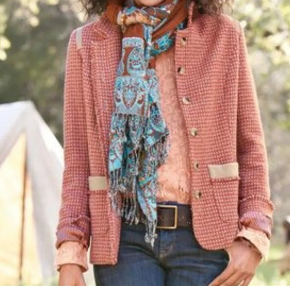 Sundance Western Catalog Town Country Rust Tweed Office Siren Blazer Jacket Sz4